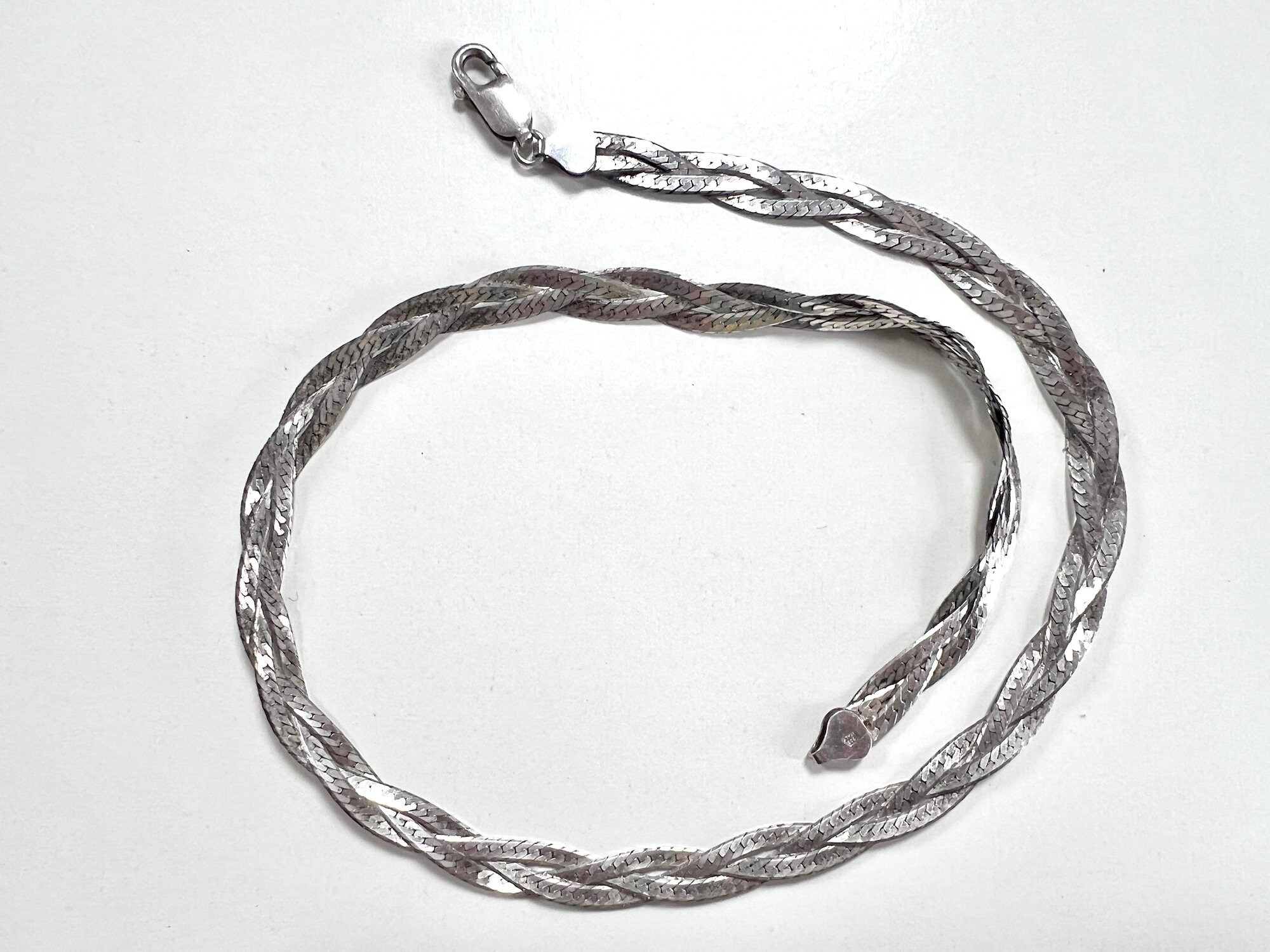 ヴィンテージ 925 スターリングシルバー 編み込みネックレス