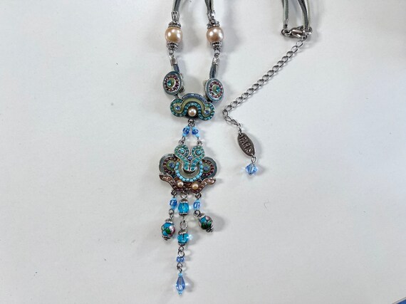 Vintage French designer TS Paris pendant necklace… - image 9