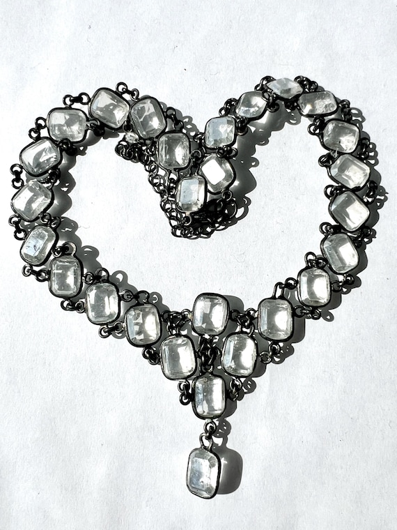 Dramatic Antique Silver Georgian Paste Riviere ne… - image 2