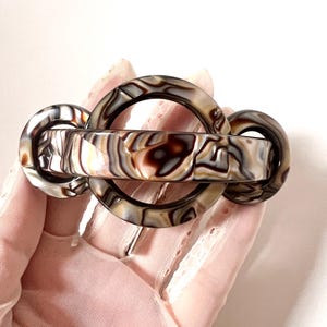Vintage Paris Mode Hair Clip: Brown Acetate Barrette, Signed