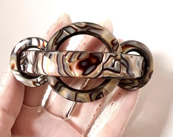 Vintage brown 3D Hair Clip Paris Barrette/ French Hair Clip  /Signed