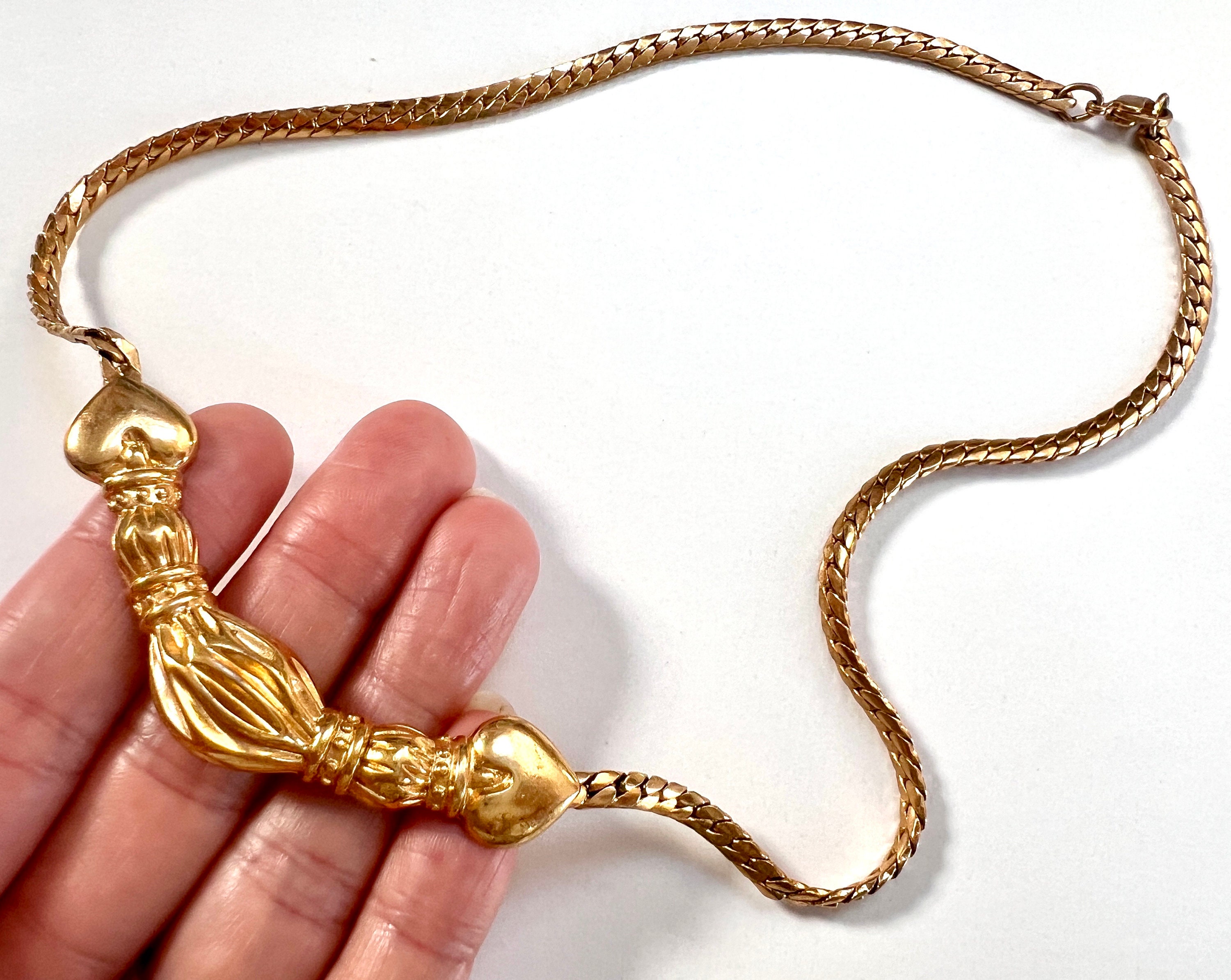 Collier Pendentif Cœur En Plaqué Or Laminé - Style Vintage - Occasion