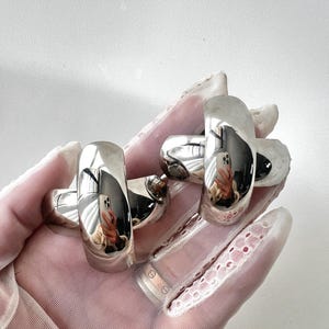 Oversize vintage Silver X Clip On Earrings 1990s  Statement custom jewelry