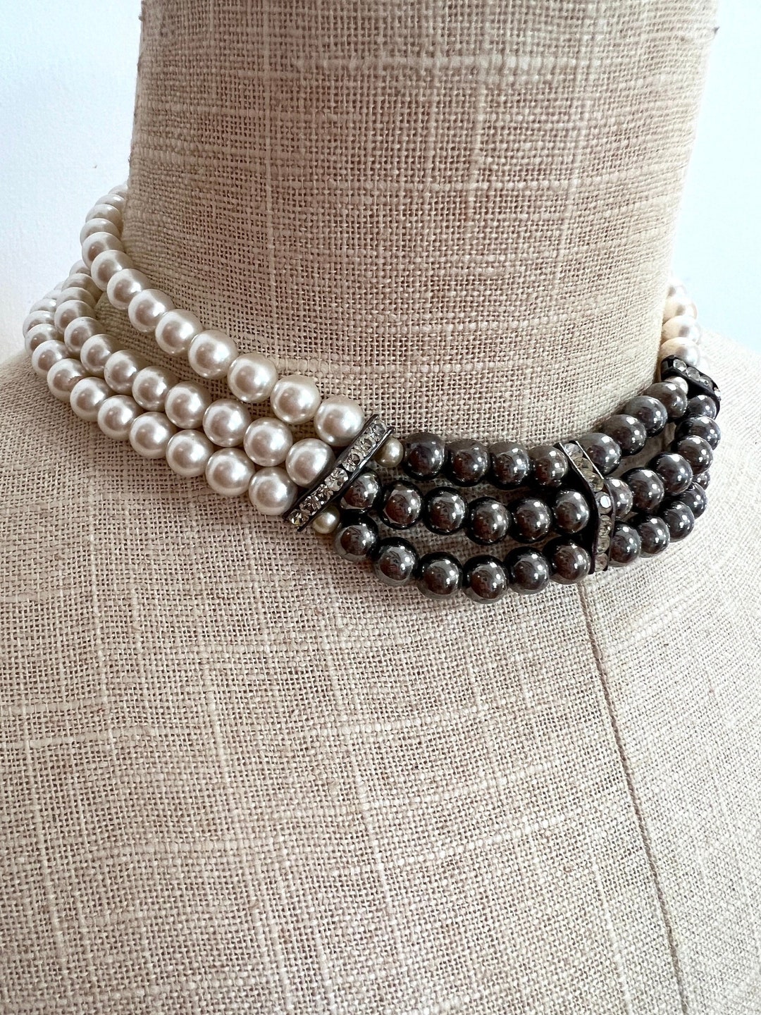 Collier Ras Du Cou Vintage Perles Rouges - Occasion - Plastique - Style Rétro Années 70