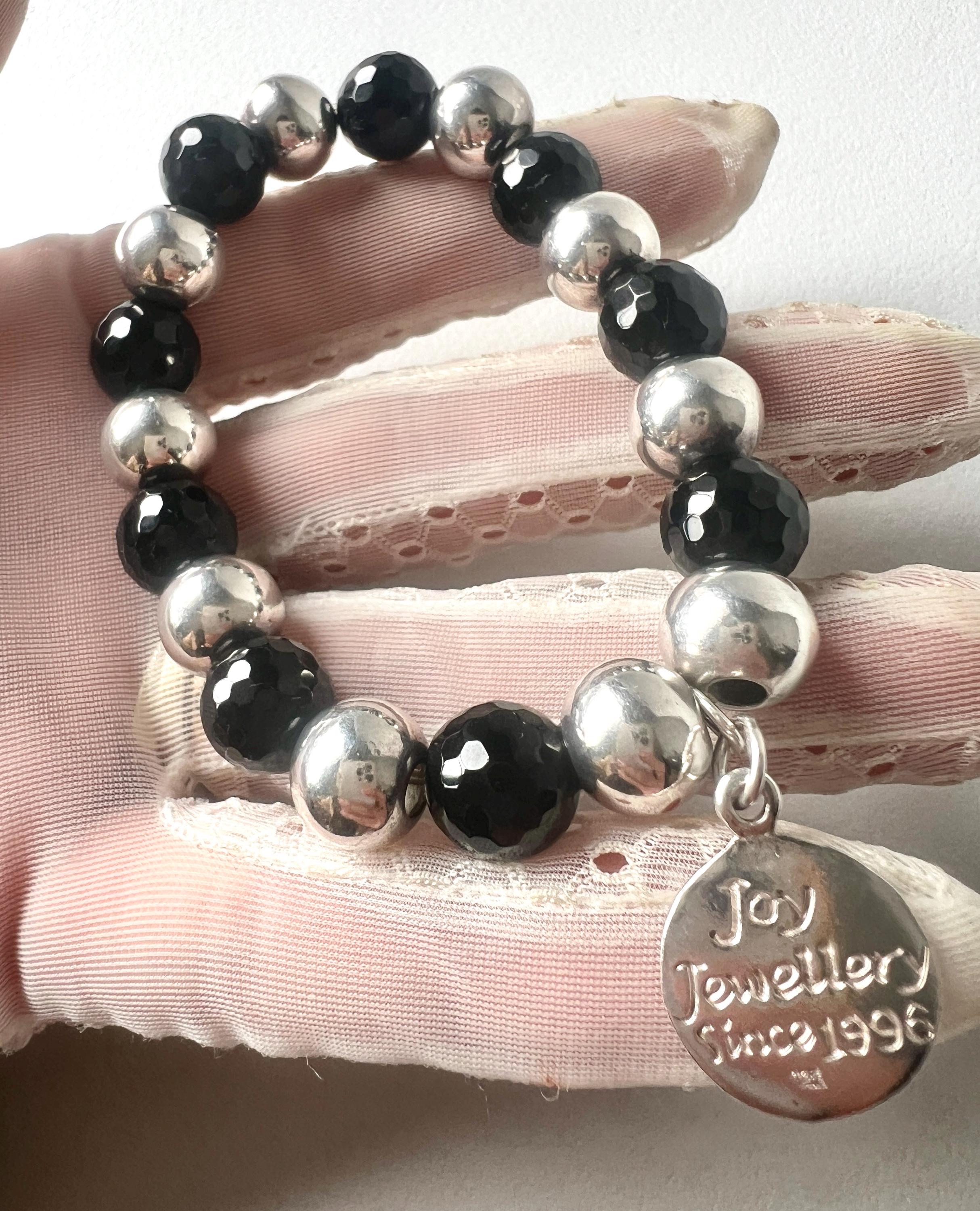 Vintage Onyx & Sterling Silver Ball Bracelet - Joy Jewellery - Etsy