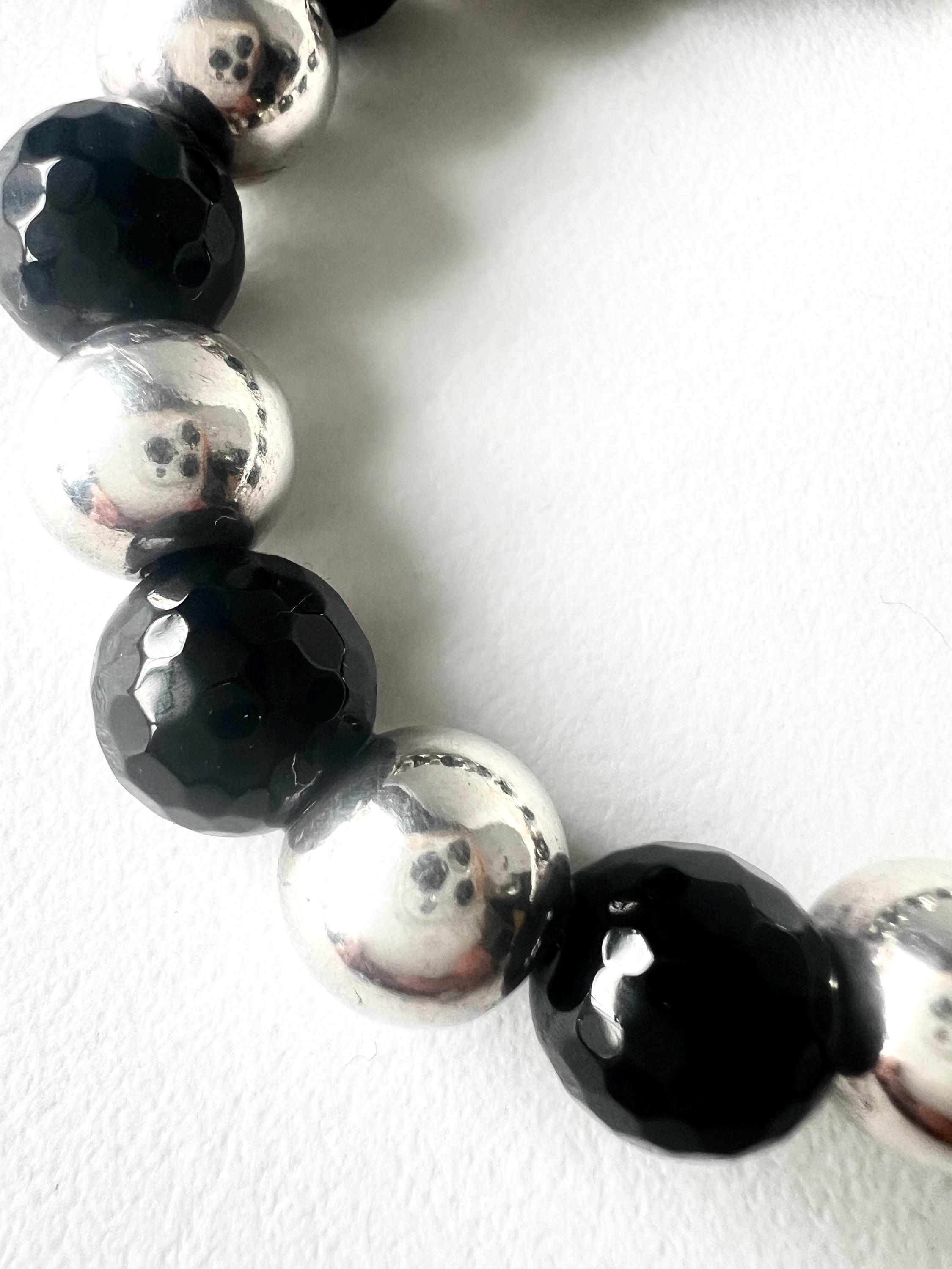 Vintage Onyx & Sterling Silver Ball Bracelet - Joy Jewellery - Etsy