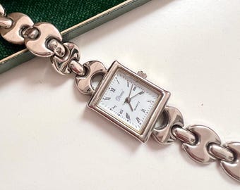 Vintage DOMI quartz Silver Wrist Watch women’ fashion watch jewellery from 1970s, France, Marked