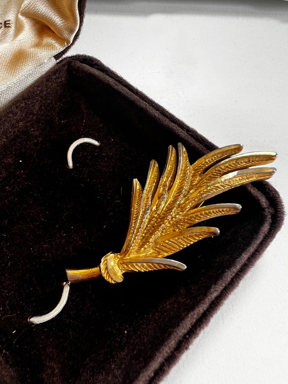 Vintage French Golden Leaf brooch, signed La Redou