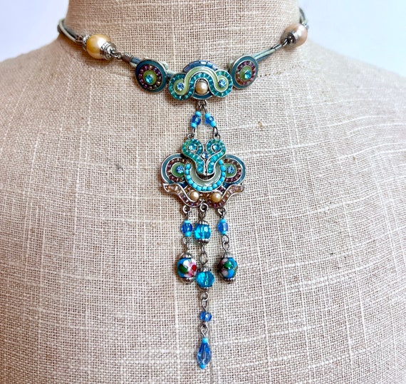 Vintage French designer TS Paris pendant necklace… - image 1