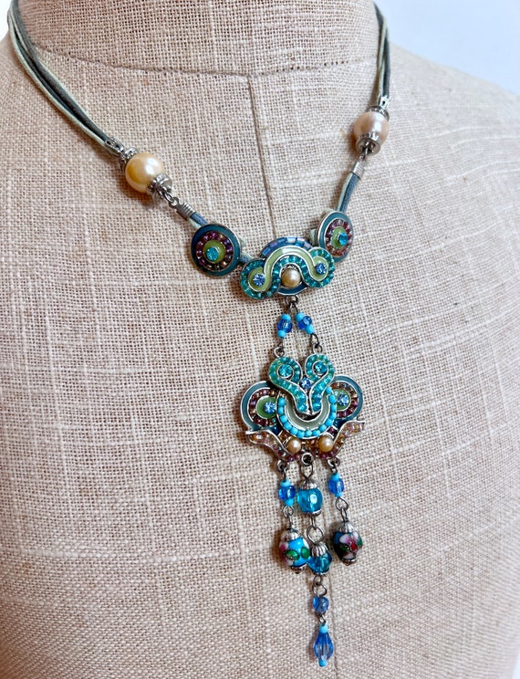 Vintage French designer TS Paris pendant necklace… - image 8