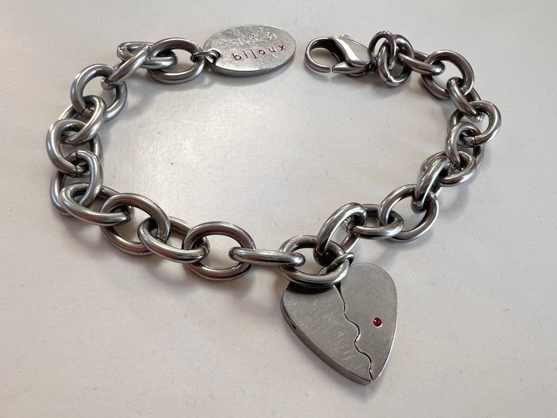 Vintage Swatch Bijoux 'All For Me' Stainless Steel Bracelet with Heart Charm image 5