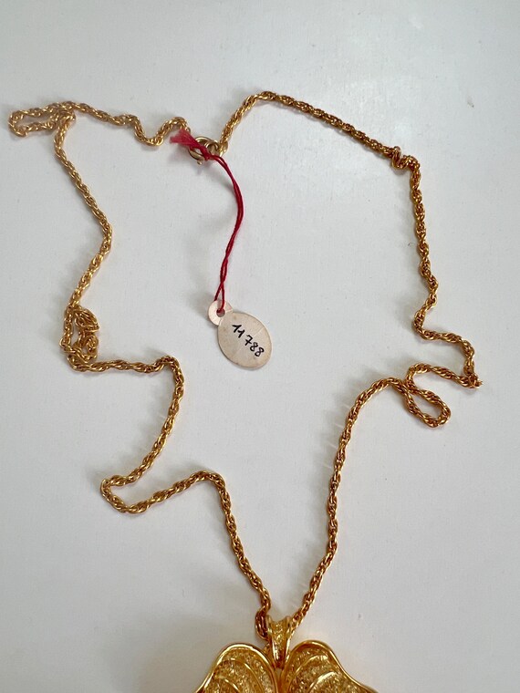Vintage Orena Paris Big Gold Enamel Necklace  flo… - image 4