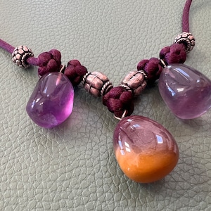 Vintage Amethyst Pendant Necklace: Handmade Adjustable Gemstone Jewelry