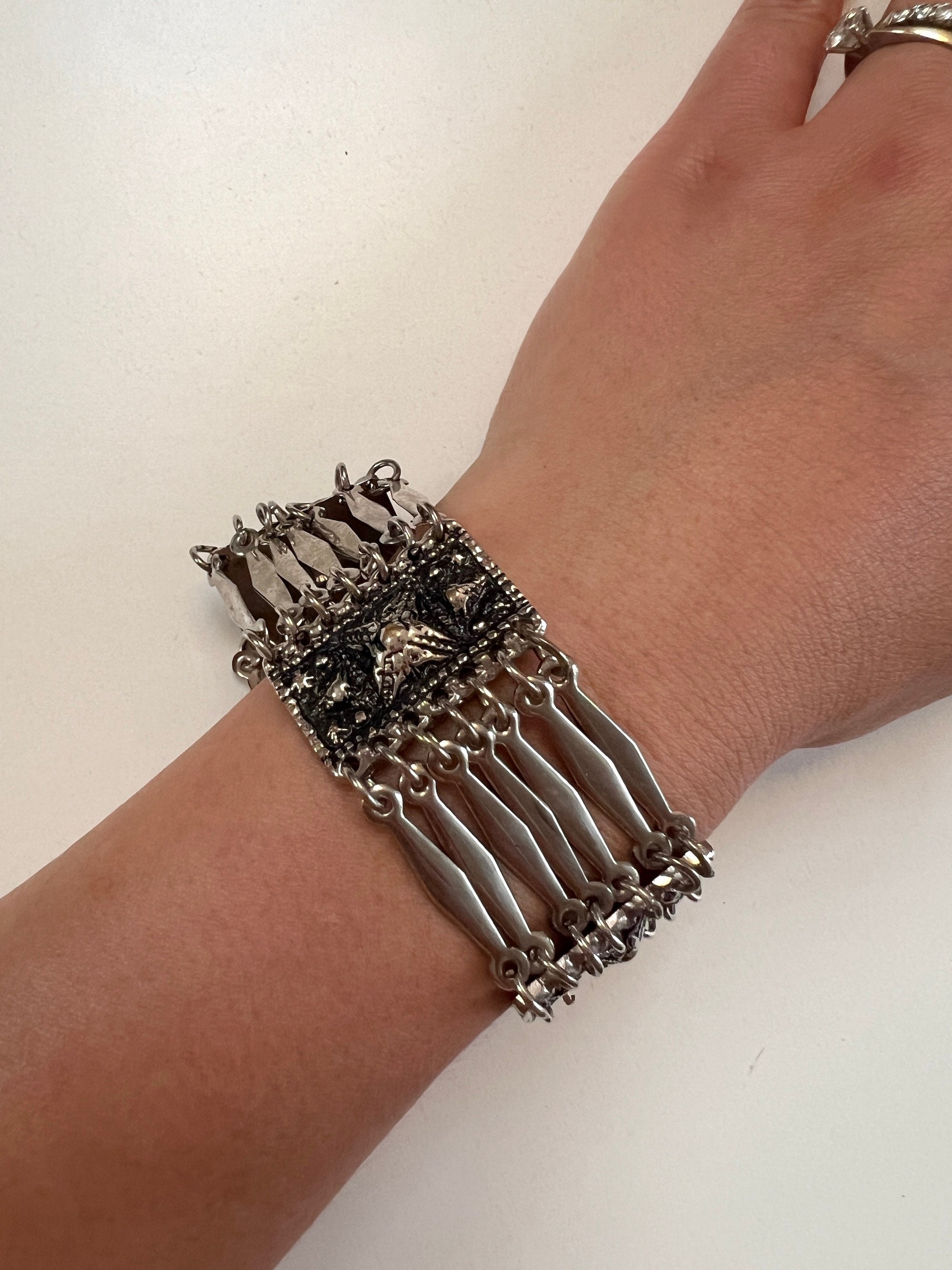 Vintage Taxco Mexico 925 Silver Panel Link Bracelet, Marked - Etsy