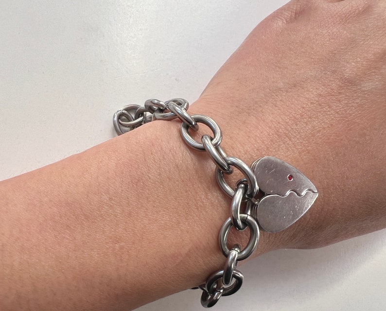Vintage Swatch Bijoux 'All For Me' Stainless Steel Bracelet with Heart Charm image 8