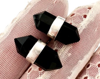 Orecchini Orhaenger Di Onice Sfaccettato & Perle,925 Argento,Nero