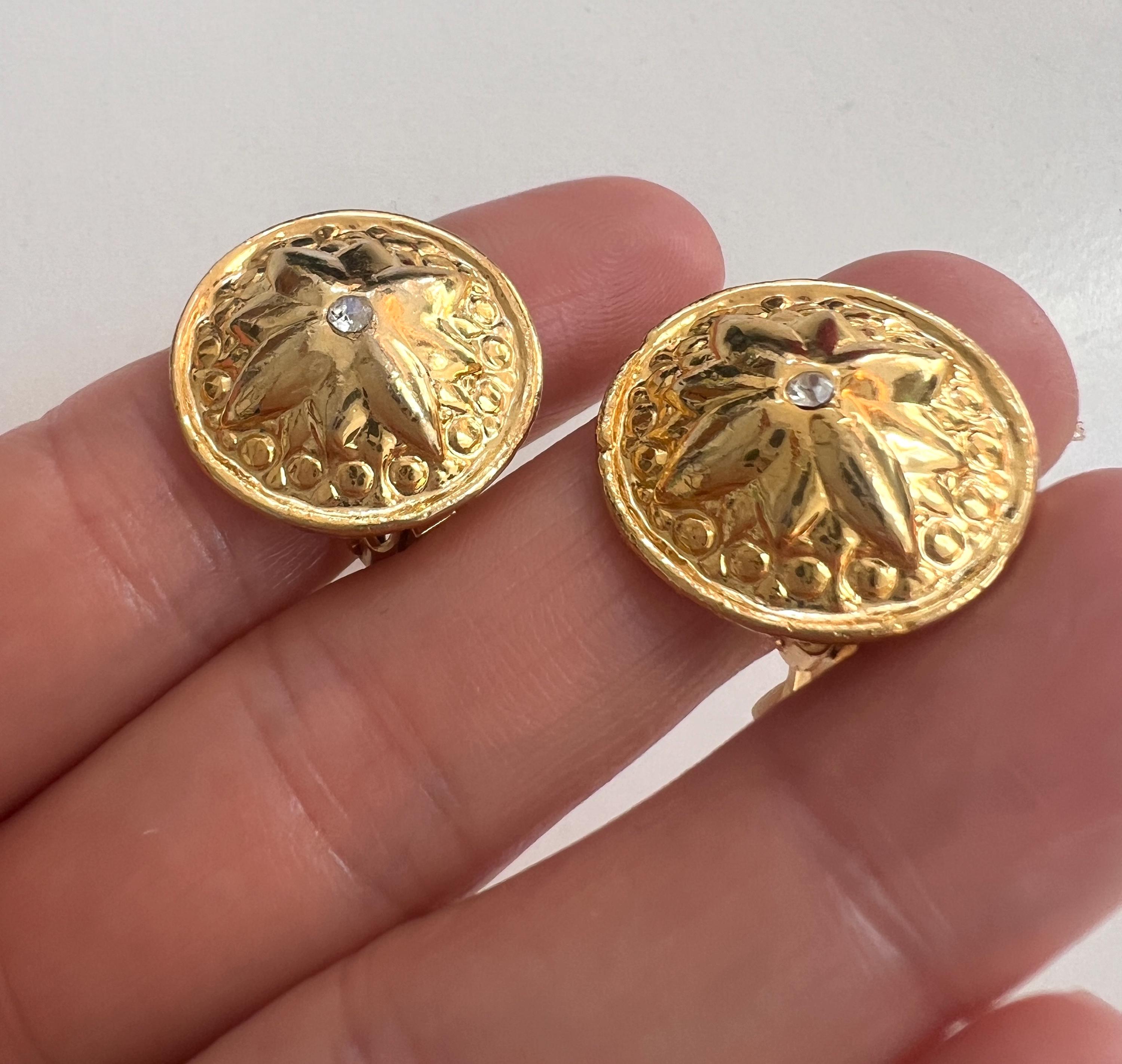Boucles D'oreilles Vintage Clip - Marque DPR - Doré - Occasion