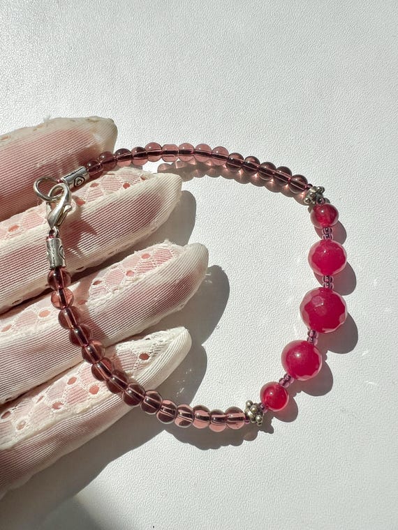 Vintage ruby beaded Bracelet: natural gemstone jewellery for her