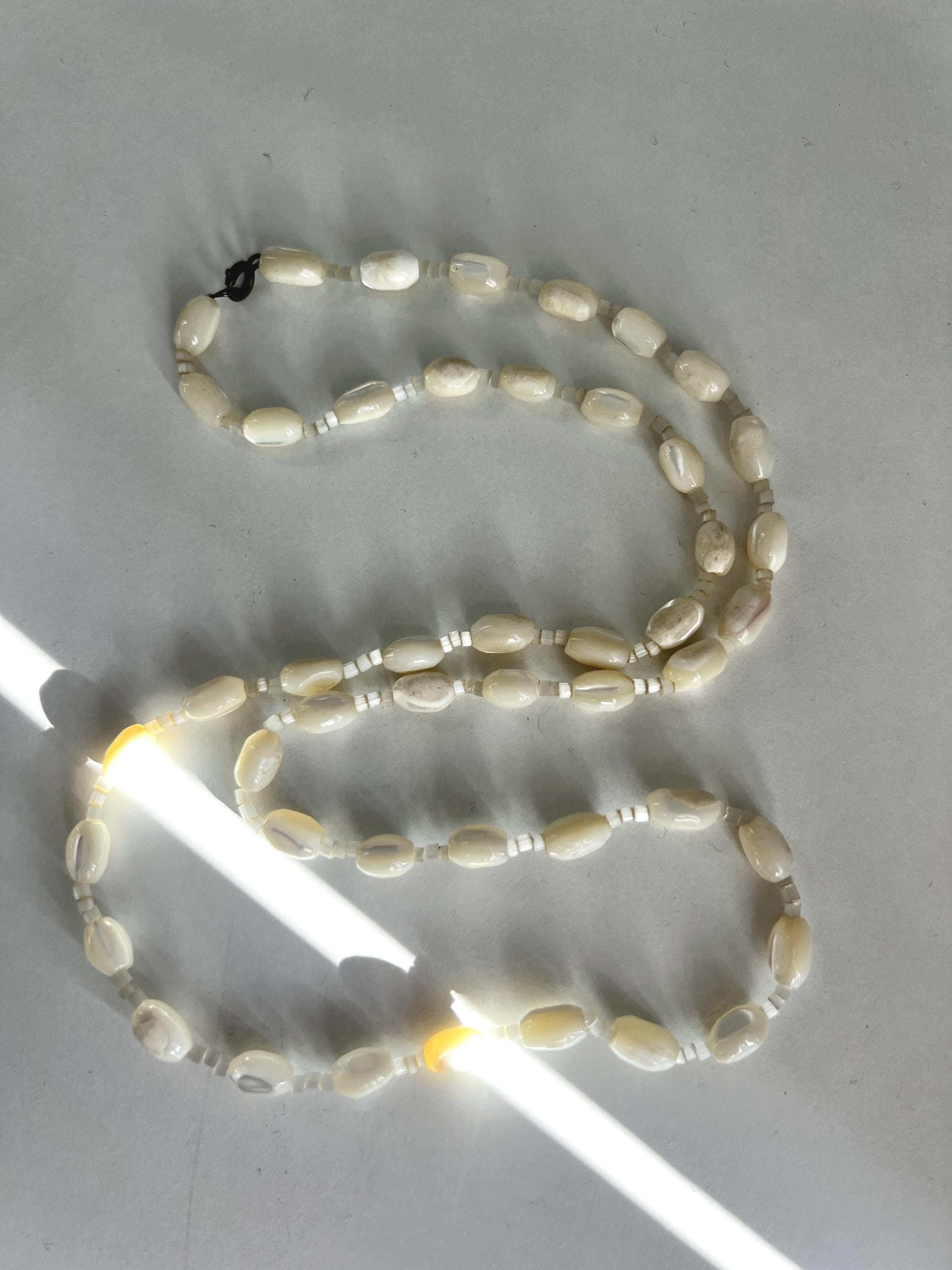 Collier Vintage Perles Pétale En Nacre - Doré Nacré, Bon état