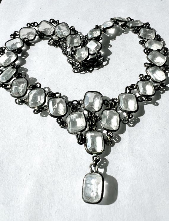 Dramatic Antique Silver Georgian Paste Riviere ne… - image 4