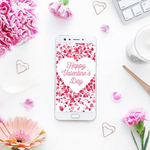 E-Card digitale di San Valentino - Biglietto di San Valentino elettronico - Cuori per uomini/donne Messaggio di testo SMS istantaneo sul telefono cellulare per una persona speciale