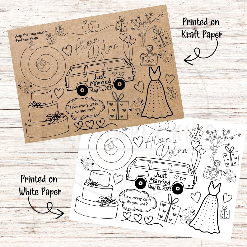 Custom Wedding Activity Sheet Printable Wedding Coloring - Etsy