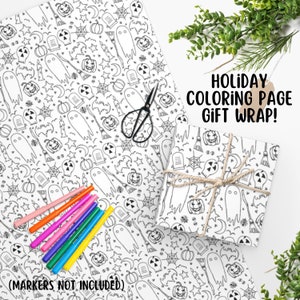 Coloring Page Halloween Wrapping Paper