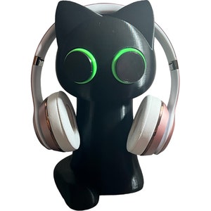 Cute Black Cat Headphone Stand | Kawaii | Cute Office Decor | Gaming Accessories