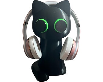 Cute Black Cat Headphone Stand | Kawaii | Cute Office Decor | Gaming Accessories