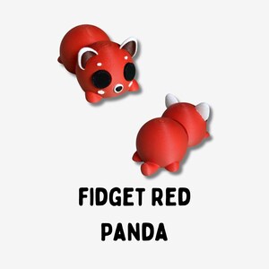 May include: Red panda fidget toy with a round body and white ears. The toy is made of a soft, flexible material and is designed to be squeezed and played with.