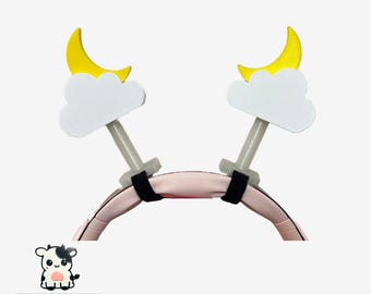 Acessório para fone de ouvido Cloud and Moon | Kawaii | Decoração fofa para escritório | Acessórios para jogos