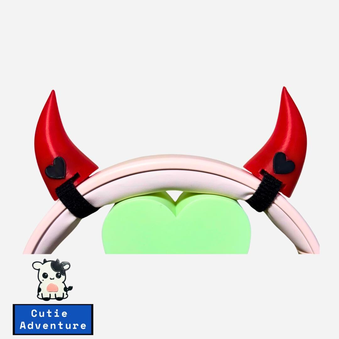 Heart Horns Headphones Attachment | Gothic | Cute Office Decor | Gaming Accessories