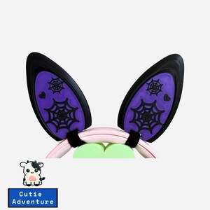 Bunny Ears with Spiderwebs Headphones Attachment | Gothic | Cute Office Decor | Gaming Accessories