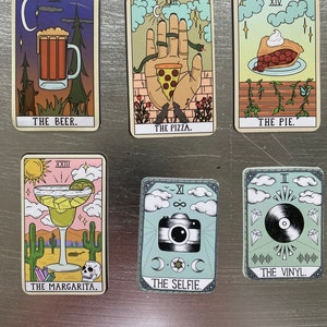 Tarot Karten Aufkleber Sticker Selfie, Beer, Pizza, Pie, Vinyl, Margarita