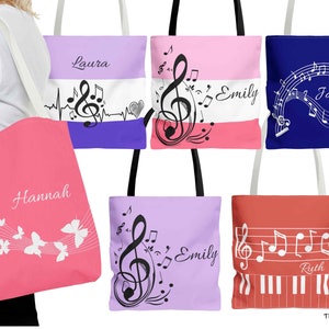 Custom Music Tote Bag Gift for Musicians Music Student Bags Music Bag Personalized Piano Lesson bag Music gifts Music Sheet Violin Key