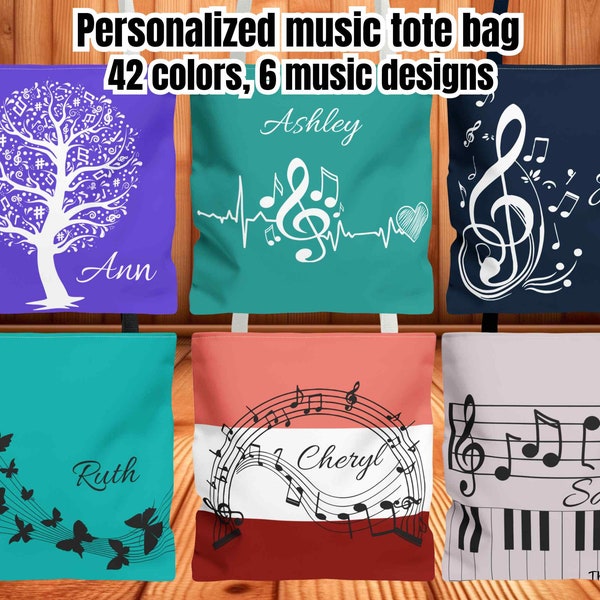 Personalized Music Tote Bag for Musicians Gift for Orchestra and Choir Members Music Gift Custom Tote Bag for Music Lovers Music Teacher
