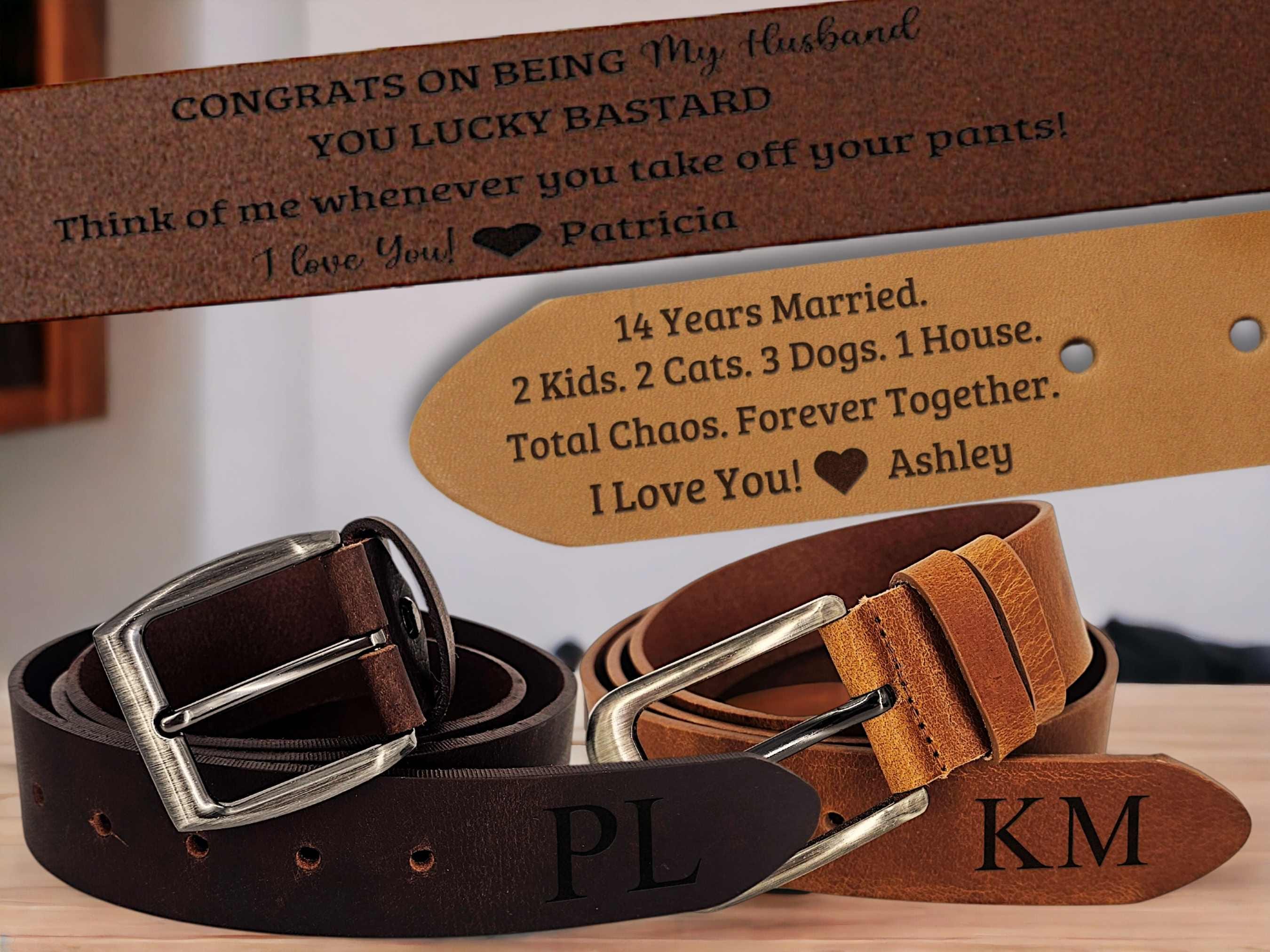 Custom Handmade Belt Anniversary Gift Father's Day Gift Engraved ...