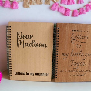 Personalized Baby Shower Gift for New Mom - Letters to My Little Girl/Boy Wood Engraved Journal Notebook Diary Memory Book Letters to child