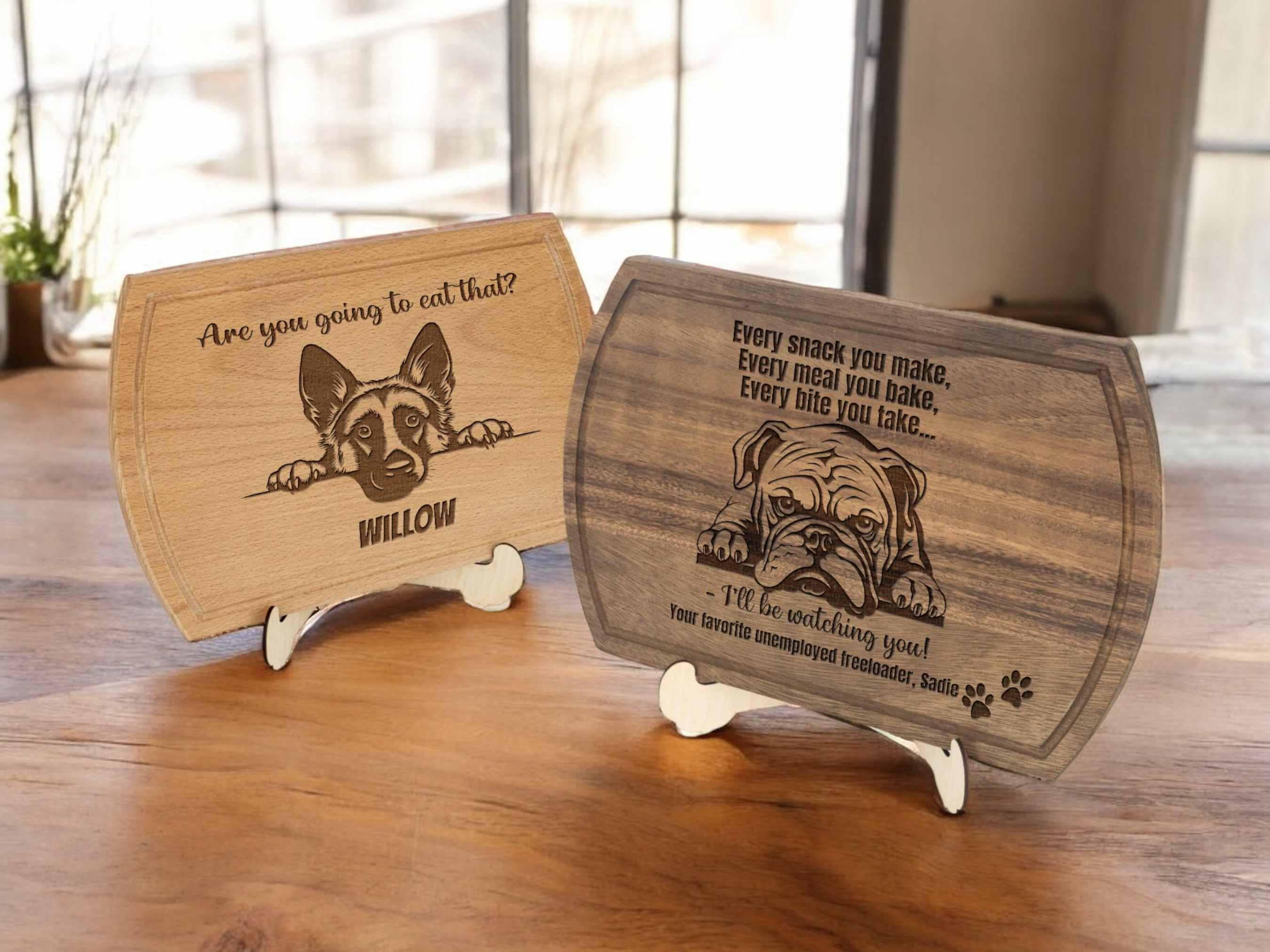 Custom Dog Breed Cutting Board – Funny Design with 40 Breeds & Personalized Dog Name. Perfect Gift for Dog Lovers! "I'll Be Watching You!