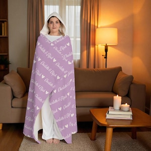 Personalized Name Hooded Sherpa Blanket: Custom Cozy Wearable Blanket image 1
