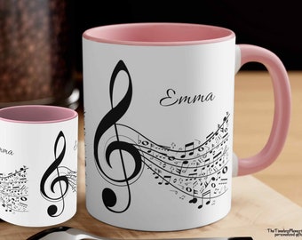 Personalised Music Lover Mug Custom Music Notes -Mug Custom Music Lover Gift Musician Gift Custom Piano Violin Mug Gift for Him Gift for Her
