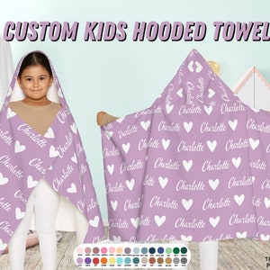 Personalized Name Hooded Towels Gift for Kids with Name Bath Hooded Towel Kid Girl Boy Custom Soft Towels Gift for kid Bathroom Towel - gift