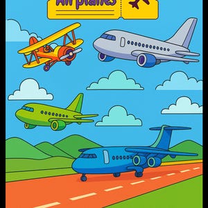 Colorful Planes Coloring Book