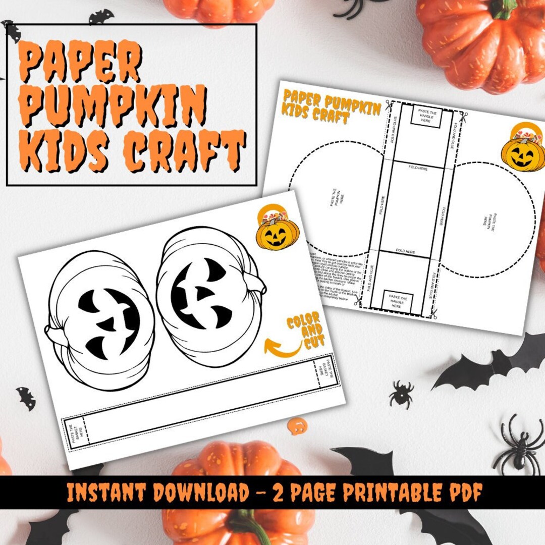 Halloween Printable Kids Craft Coloring Pages Paper Pumpkin 3D - Etsy