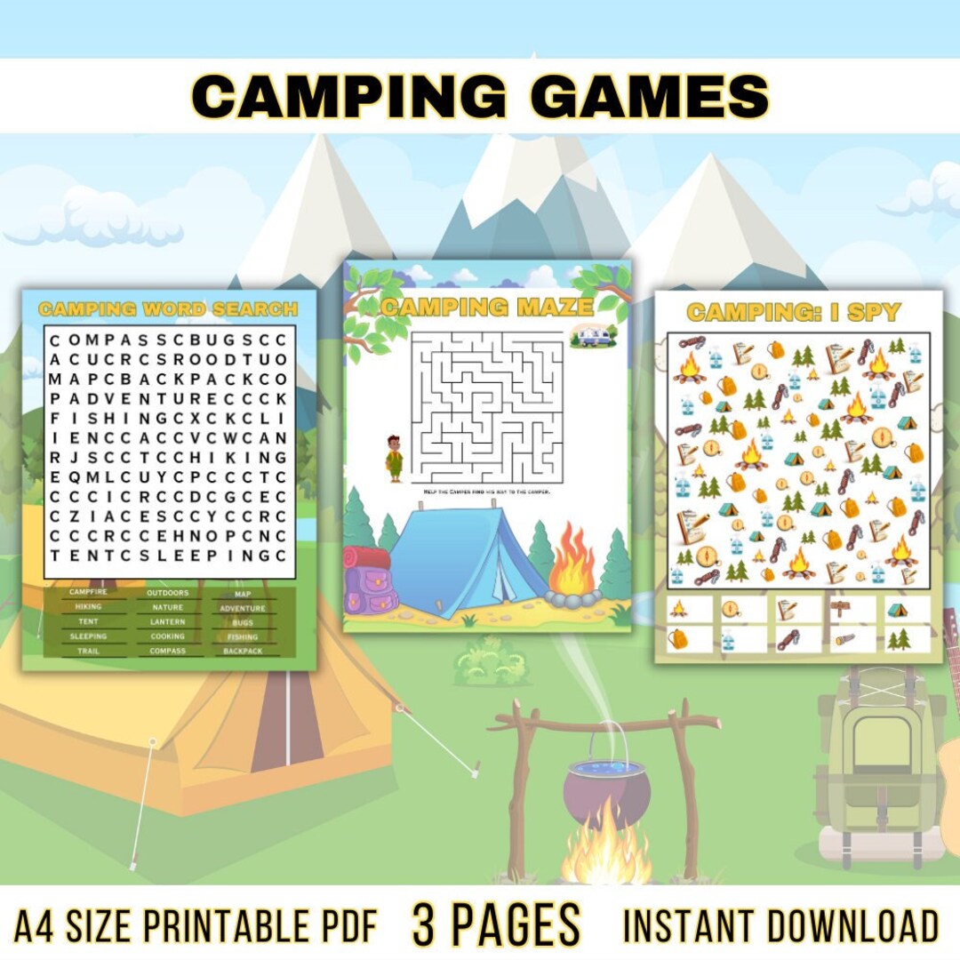 Camping Games Printable for Kids Activities Fun Family Games - Etsy