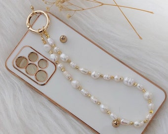 High quality fresh water pearls phone strap, Pearl Phone Strap, Elegant phone jewelry, Gift options for love