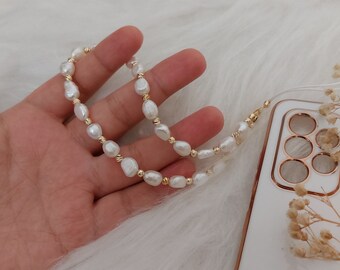 Psdndeww Bracelet Téléphone Perlé Avec Breloque Florale - Accessoire Tendance Femme