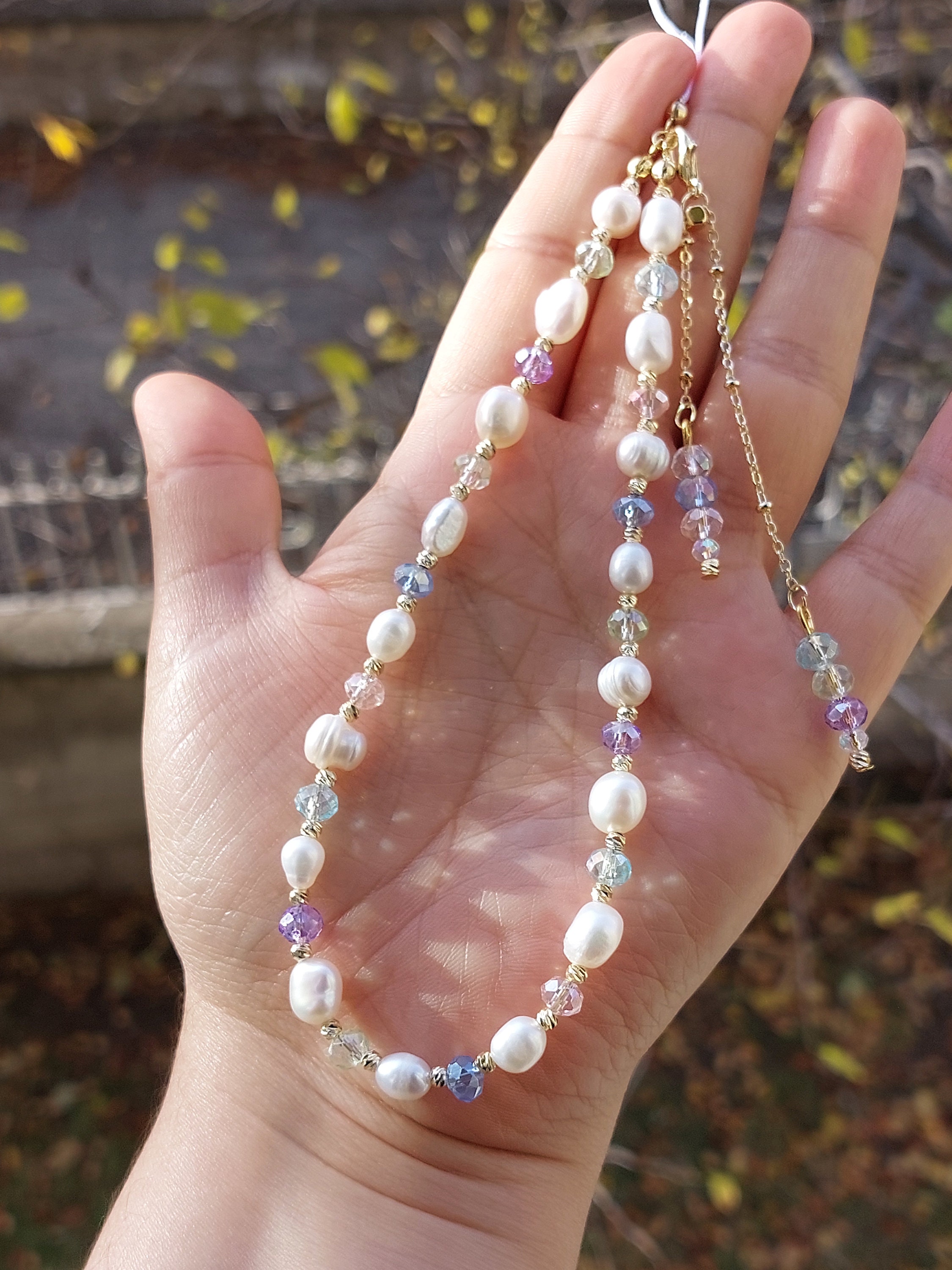 Freshwater Pearl Phone Strap: Crystal Beaded Phone Charm - Etsy