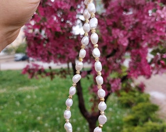 Freshwater Pearl Phone Charm Strap: Gold Plated Bag Accessory, Gift