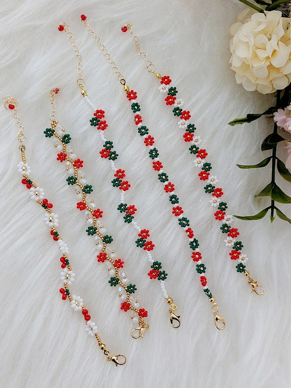 Daisy Flower Bracelet, Handmade Daisy Chain Bracelets, Beaded